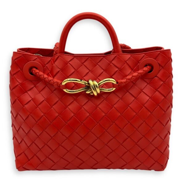 Andiamo Top Handle Bag Small Orange in Calfskin, Gold hardware
