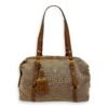 Bauletto Brown Tote Bag in Canvas, Gold hardware