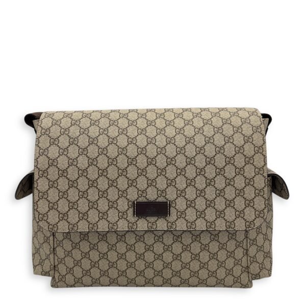 GG Supreme Diaper Bag Brown in Coated Canvas, Gold hardware