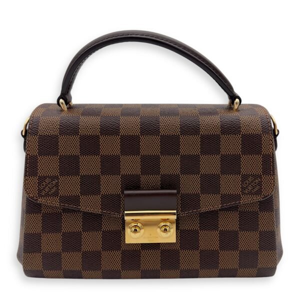 Croisette Top Handle Bag BB Brown in Coated Canvas, Gold hardware