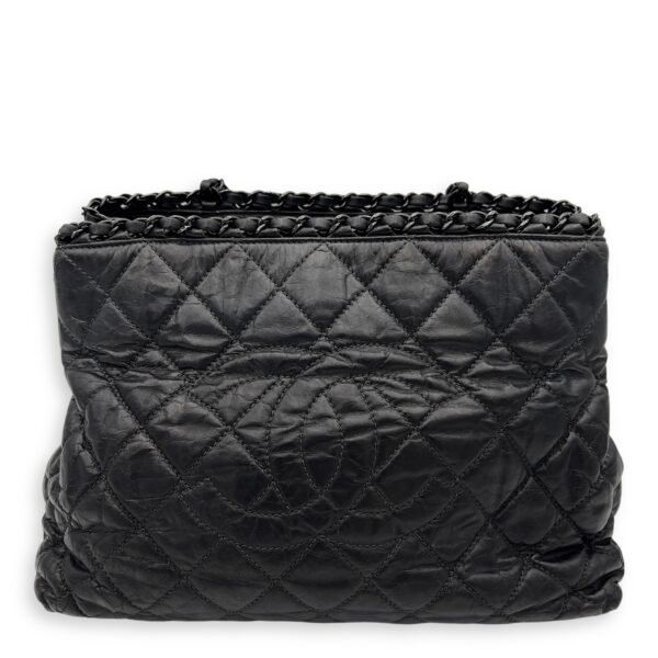 Chain Quilt Black Tote Bag in Calfskin, so black hardware