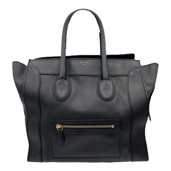Luggage Mini Black Top Handle Bag in Calfskin, Gold hardware
