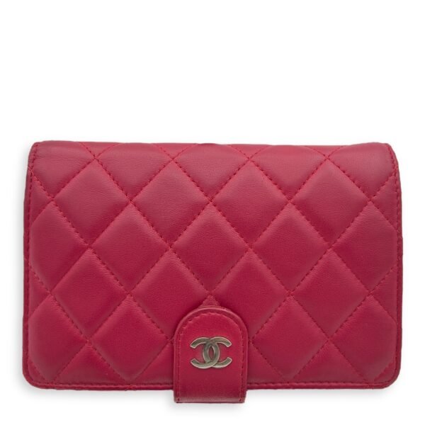 CC Wallet Pink in Lambskin, Silver hardware