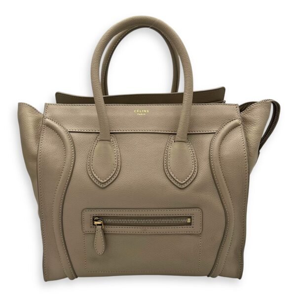 Luggage Mini Beige Top Handle Bag in Calfskin, Gold hardware