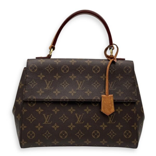 Cluny Top Handle Bag MM Brown in Monogram Coated Canvas, Gold hardware