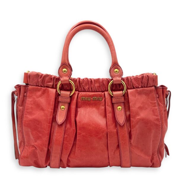 2 way bag Top Handle Bag Orange in Calfskin, Gold hardware