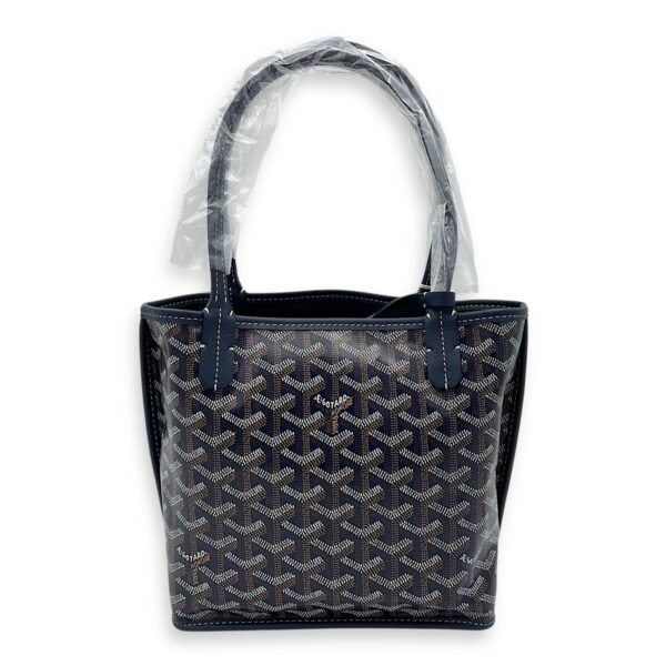 Anjou Tote Bag Blue in Coated Canvas, Silver hardware