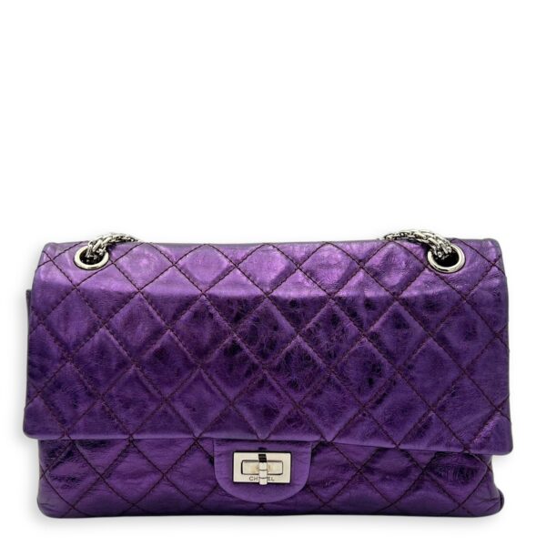 2.55 Reissue 226 Purple Shoulder Bag in Metallic Calfskin, Silver hardware