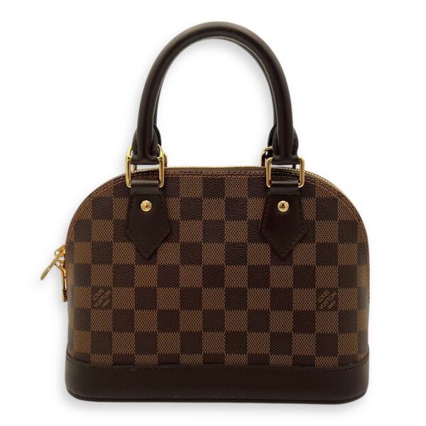 Alma Top Handle Bag BB Brown in Coated Canvas, Gold hardware