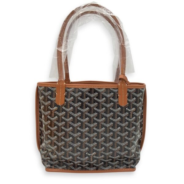 Anjou Top Handle Bag Black in Coated Canvas, Silver hardware