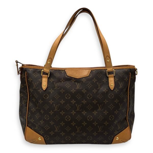 Estrela GM Brown Shoulder Bag in Monogram Coated Canvas, Gold hardware