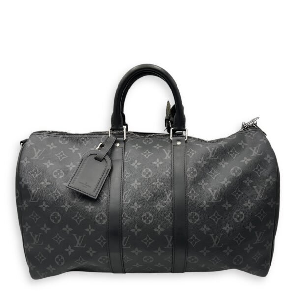 Keepall Bandouliere 45 Monogram Eclipse Duffle Bag in Coated Canvas, Silver hardware