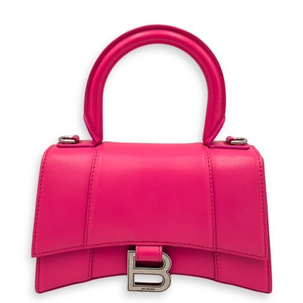 Hourglass XS Top handle bag in Calfskin, Silver Hardware