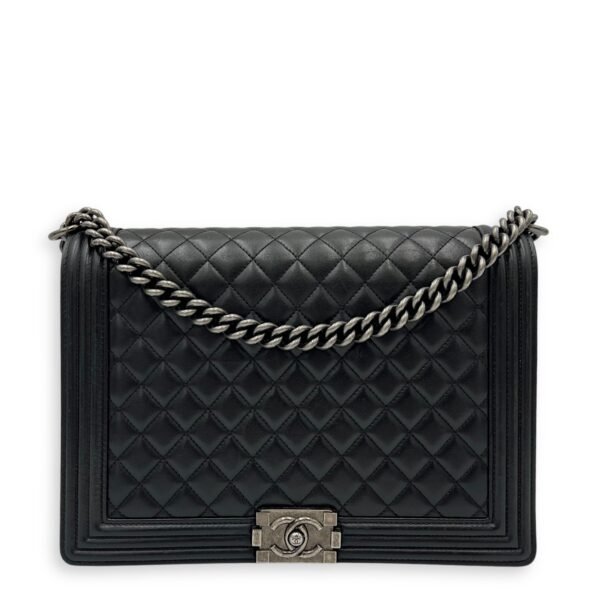 Boy Large Crossbody bag in Lambskin, Ruthenium Hardware