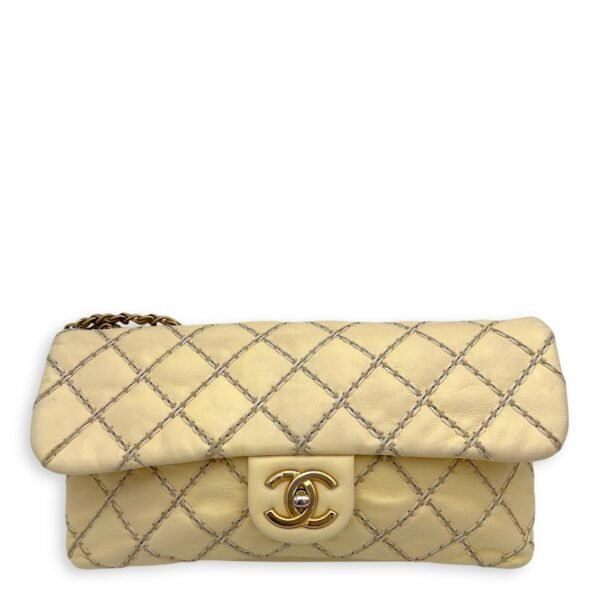 Classic Flap Stitch Shoulder bag in Calfskin, Gold Hardware