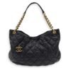 Coco Pleats Hobo Top handle bag in Caviar leather, Gold Hardware
