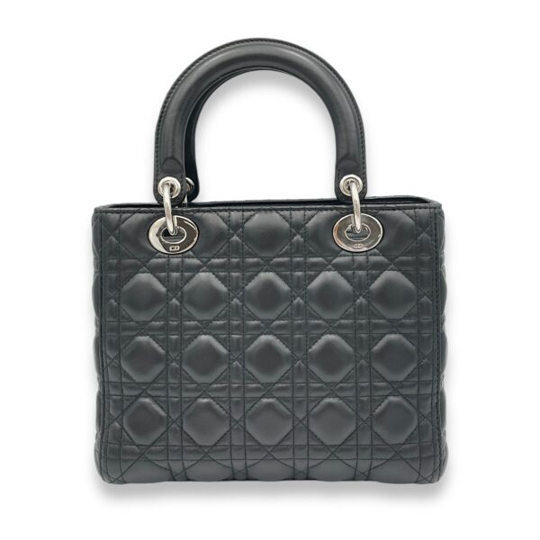 Lady Dior Top Handle Bag Medium Black in Lambskin, Silver hardware - Image 2