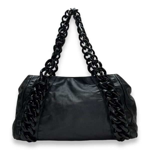 Modern Chain Rhodoid East West Black Shoulder Bag in Calfskin, Lacquered Metal hardware - Image 2