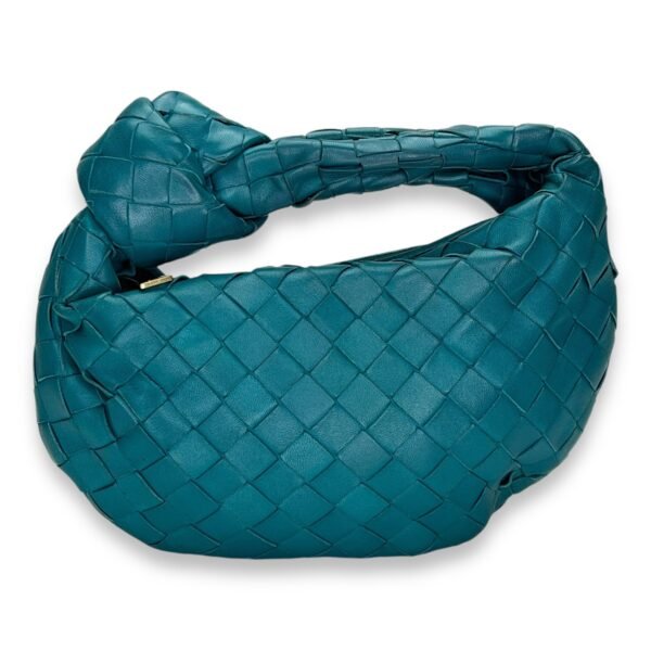 Jodie Mini Blue Shoulder Bag in Intrecciato Leather, Gold hardware - Image 2