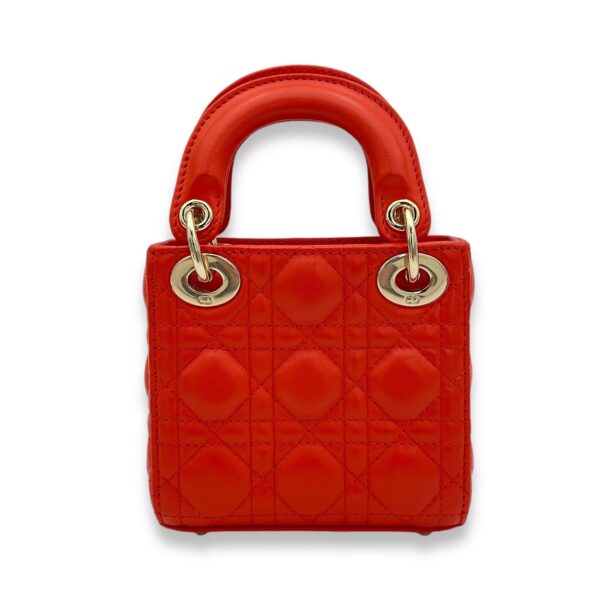 Lady Dior micro Top handle bag in Lambskin, Gold Hardware - Image 2