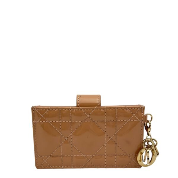 Jasmine Beige Card Holder in Patent Leather, Gold hardware - Image 2