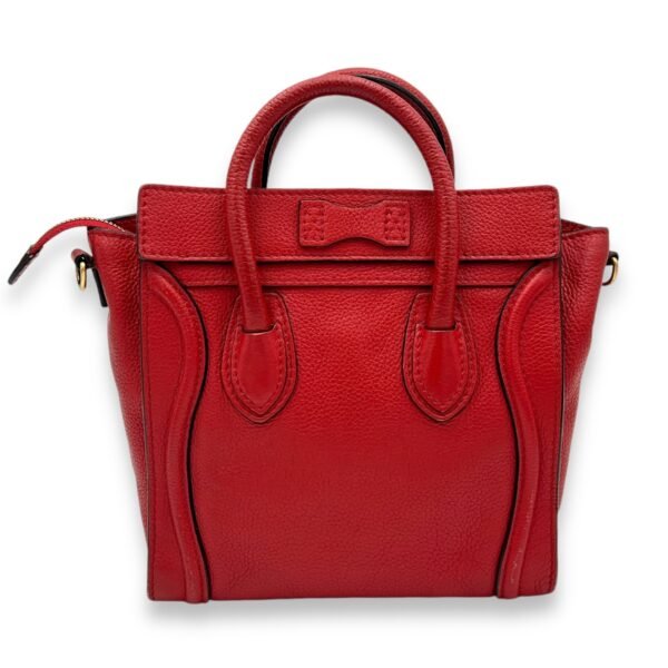 Luggage Crossbody Bag Nano Red in Calfskin, Gold hardware - Image 2