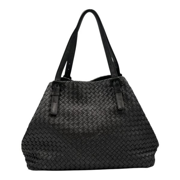 Intrecciato Shoulder Bag Metallic Grey in Calfskin, Gunmetal hardware - Image 2