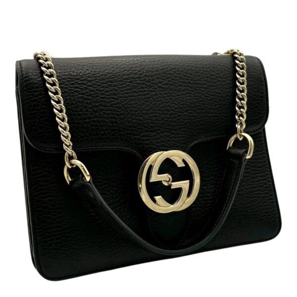 Interlocking G Shoulder Bag Black in Calfskin, Gold hardware - Image 2