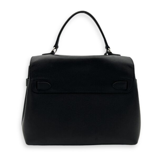 LockMe Ever MM Black Top Handle Bag in Calfskin, Silver hardware - Image 2