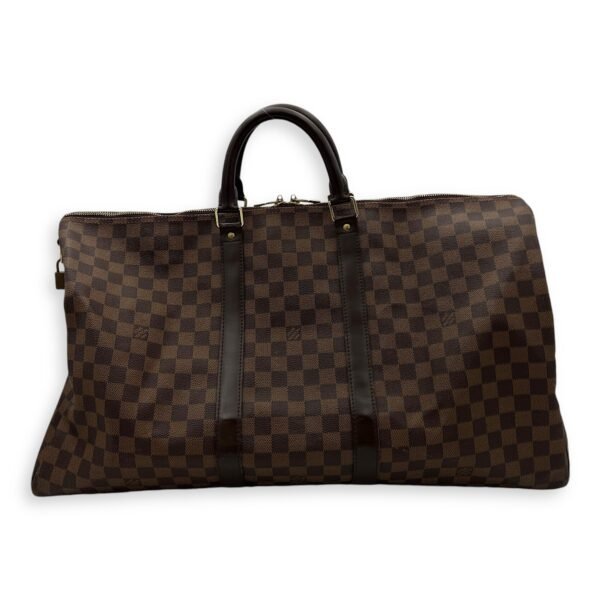 Keepall Duffle Bag 55 Damier Ebene in Coated Canvas, Gold hardware - Image 2