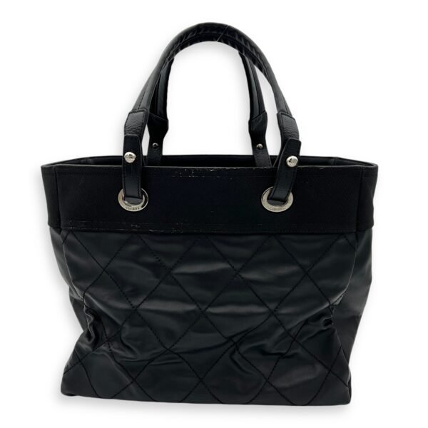 Biarritz Tote Bag Black in Coated Canvas, Silver hardware - Image 2