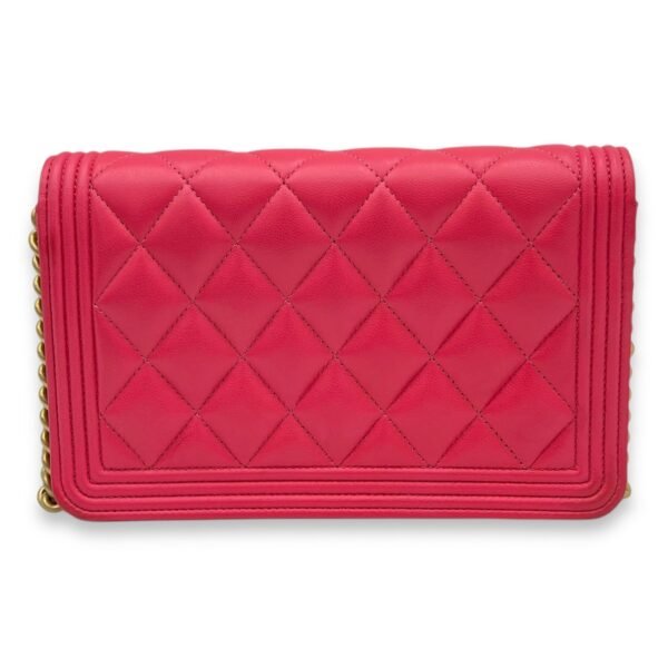 Boy Wallet On Chain Pink in Calfskin, Gold hardware - Image 2