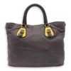 Logo Brown Top Handle Bag in Calfskin, Gold hardware - Image 2