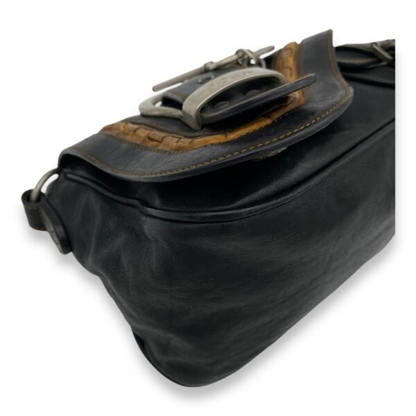 Gaucho Black Crossbody Bag in Calfskin, Ruthenium hardware - Image 11