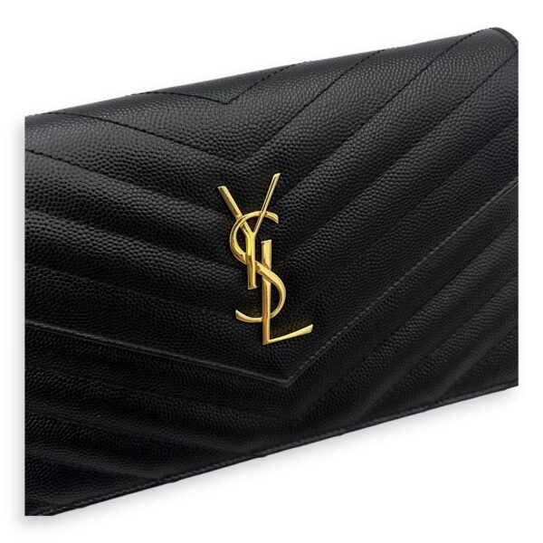Envelope Wallet On Chain Blue in Calfskin, Gold hardware - Image 8