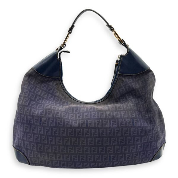 FF Zucca Shoulder Bag Blue in Jacquard, Gold hardware - Image 2