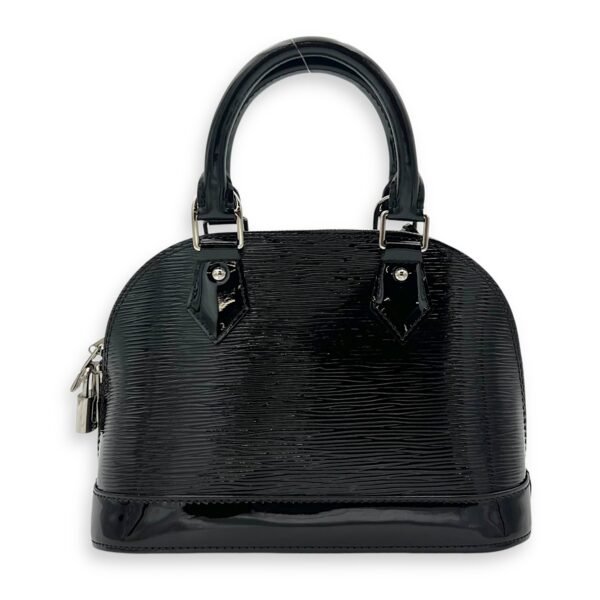 Alma Top Handle Bag BB Black in Patent Leather, Silver hardware - Image 2