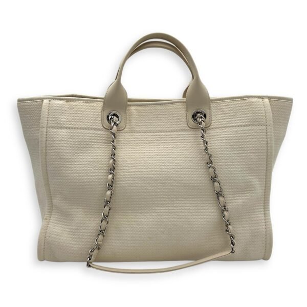 Deauville Tote Bag White in Canvas, Silver hardware - Image 2