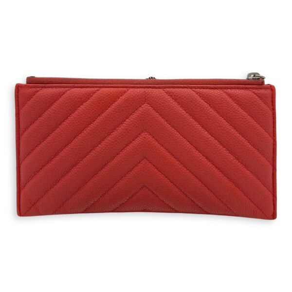 Chevron Wallet Long Pink in Calfskin, Silver hardware - Image 2