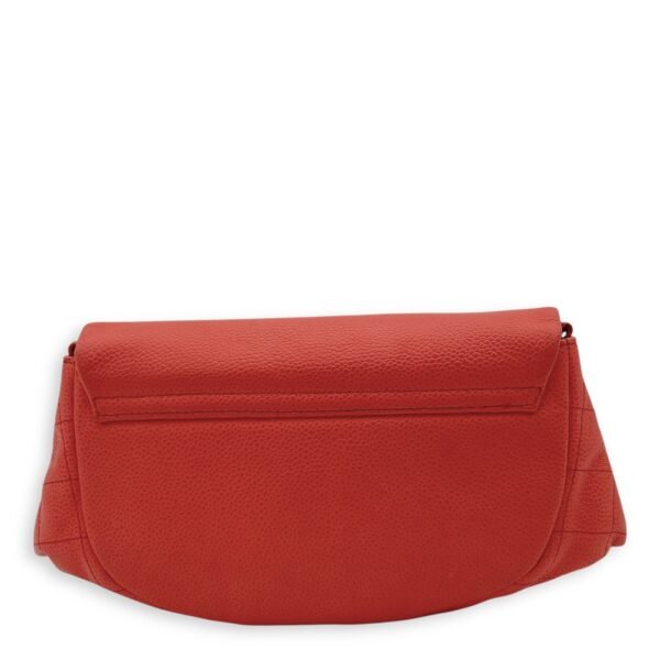 Half Moon Wallet On Chain Red in Caviar Leather, Silver hardware - Image 2