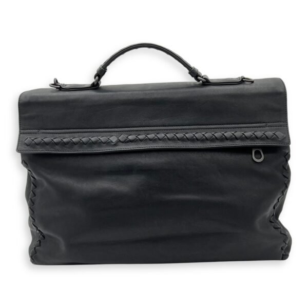 Flap Briefcase Black in Goat Leather, Ruthenium hardware - Image 2