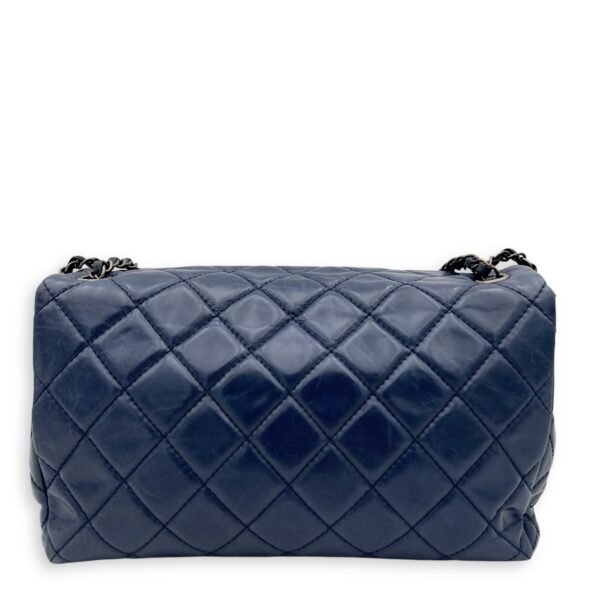 Flap Blue Shoulder Bag in Calfskin, Ruthenium hardware - Image 2