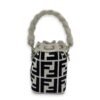 Mon Tresor Mini White Bucket Bag in Canvas, Silver hardware - Image 2