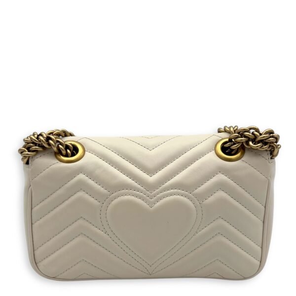 GG Marmont Shoulder Bag Mini White in Calfskin, Gold hardware - Image 2