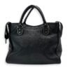 Metallic Edge Velo Black Top Handle Bag in Goat Leather, Silver hardware - Image 2