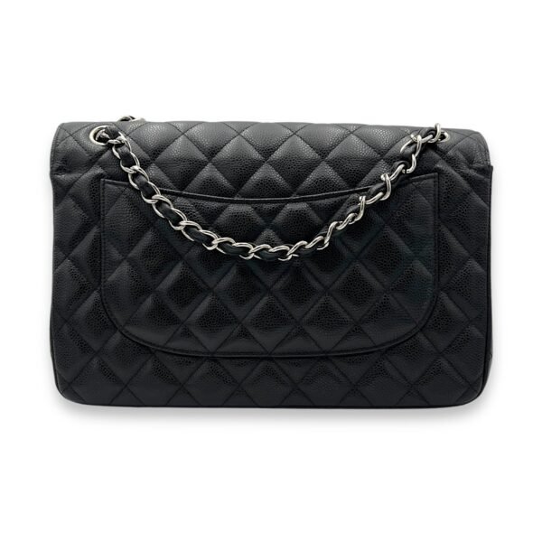 Classic Shoulder Bag Jumbo Black in Caviar Leather, Silver hardware - Image 2