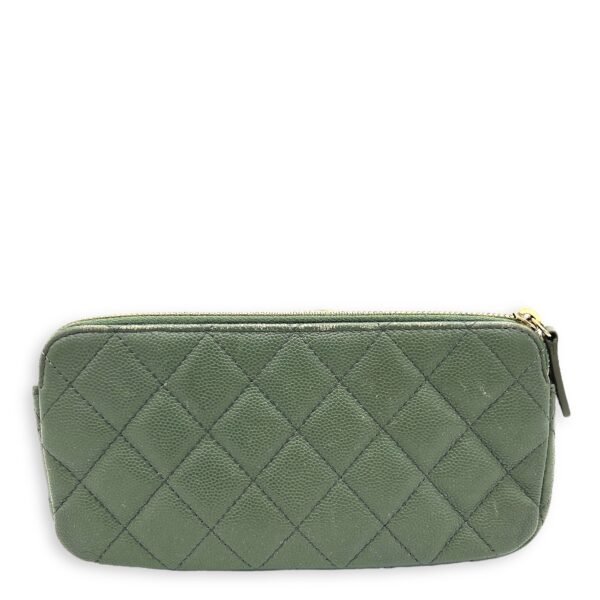 Double Zipped Green Crossbody Bag in Caviar Leather, Gold hardware - Image 2