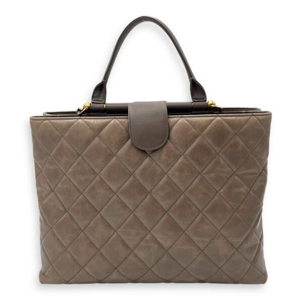 Gold Bar Beige Top Handle Bag in Calfskin, Gold hardware - Image 2