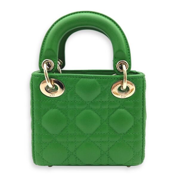 Lady Dior Top Handle Bag Micro Green in Lambskin, Gold hardware - Image 2