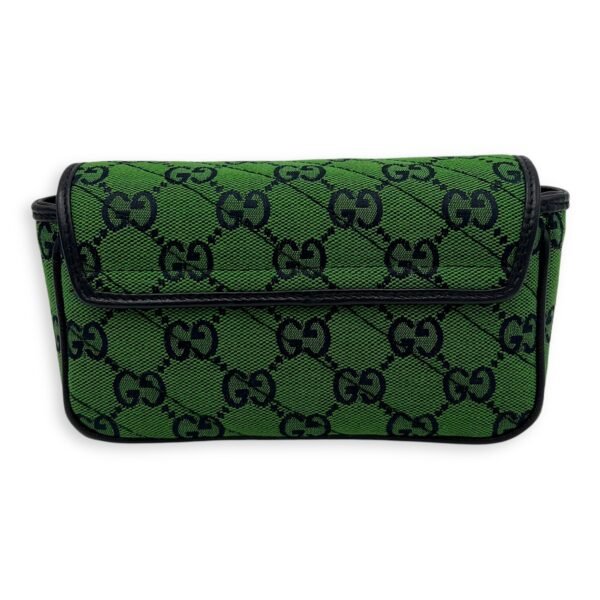 GG Marmont Super Mini Green Crossbody Bag in Canvas, Silver hardware - Image 2